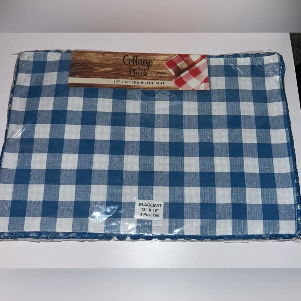 Cottage Check 13”x19” 4-Pk Placemat (2-Sided Design) 100% Cotton/Buffalo Print